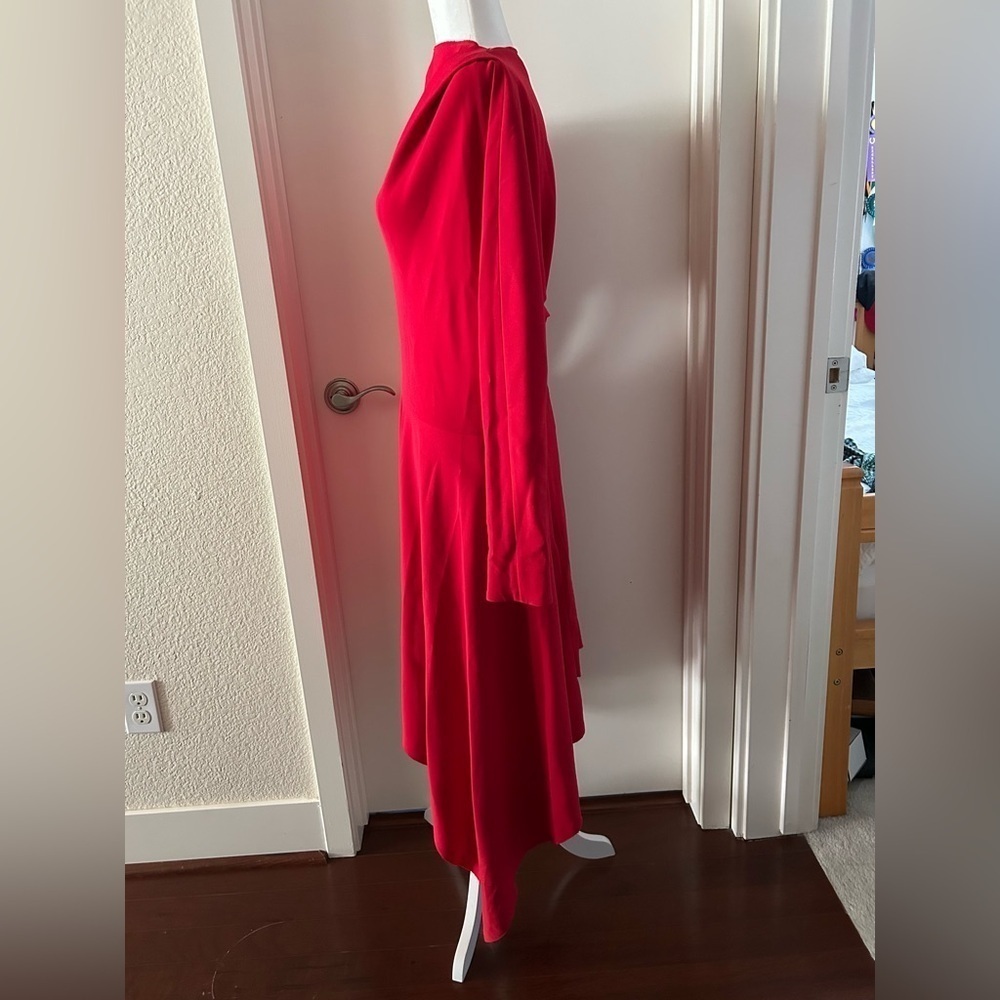 Marn Asymmetrical ALine Dress Red Midi made in Italy retail over $1500 size M - Picture 2 of 12
